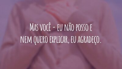Mas você - eu não posso e nem quero explicar, eu agradeço.