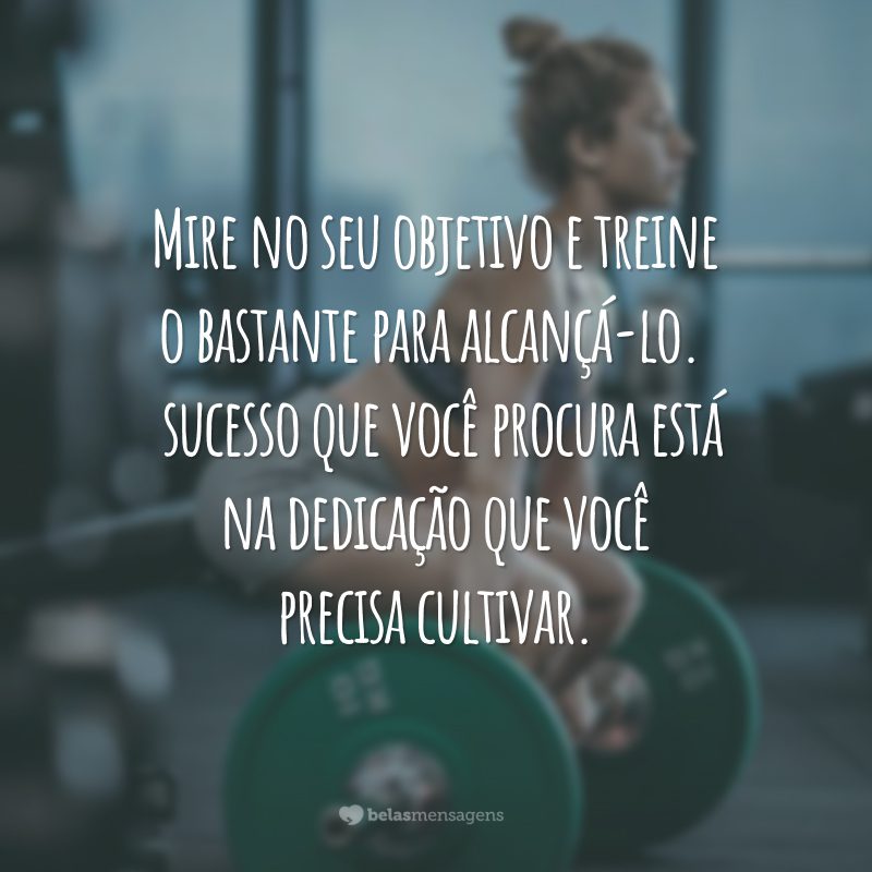 Mire no seu objetivo e treine o bastante para alcançá-lo. O sucesso que você procura está na dedicação que você precisa cultivar.