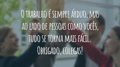 O trabalho é sempre árduo, mas ao lado de pessoas como vocês, tudo se torna mais fácil. Obrigado, colegas!