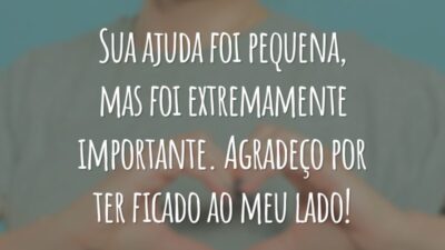 Sua ajuda foi pequena, mas foi extremamente importante. Agradeço por ter ficado ao meu lado!
