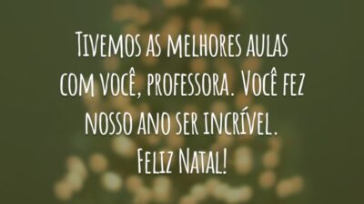 Tivemos as melhores aulas com você, professora. Você fez nosso ano ser incrível. Feliz Natal!