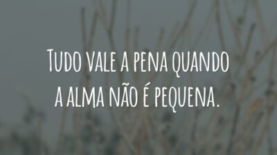 Tudo vale a pena quando a alma não é pequena.