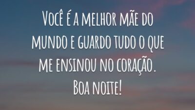 Você é a melhor mãe do mundo e guardo tudo o que me ensinou no coração. Boa noite!