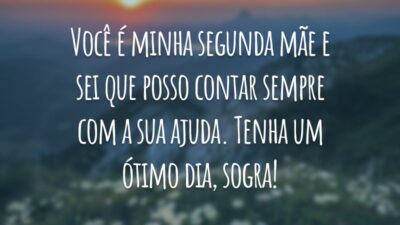 Você é minha segunda mãe e sei que posso contar sempre com a sua ajuda. Tenha um ótimo dia, sogra!