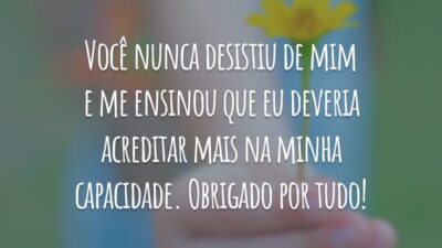 Você nunca desistiu de mim e me ensinou que eu deveria acreditar mais na minha capacidade. Obrigado por tudo!