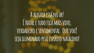 A alegria está no ar! É Natal e tudo fica mais vivo, verdadeiro e sentimental. Que você seja iluminado pelo espírito natalino!
