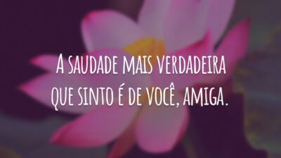 A saudade mais verdadeira que sinto é de você, amiga.