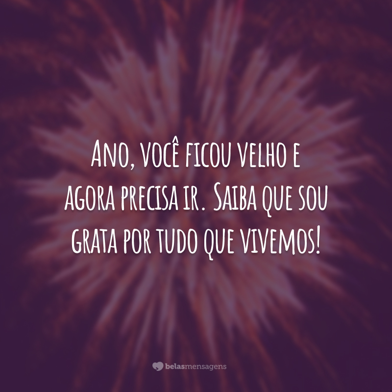 Ano, você ficou velho e agora precisa ir. Saiba que sou grata por tudo que vivemos!