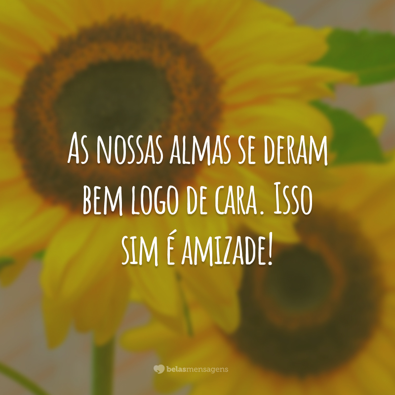 As nossas almas se deram bem logo de cara. Isso sim é amizade!