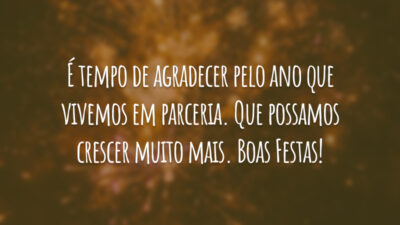É tempo de agradecer pelo ano que vivemos em parceria. Que possamos crescer muito mais. Boas Festas!