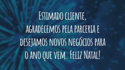 Estimado cliente, agradecemos pela parceria e desejamos novos negócios para o ano que vem. Feliz Natal!