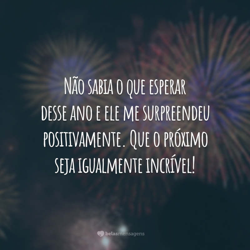 Não sabia o que esperar desse ano e ele me surpreendeu positivamente. Que o próximo seja igualmente incrível!