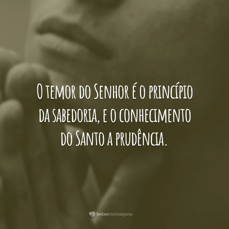 O temor do Senhor é o princípio da sabedoria, e o conhecimento do Santo a prudência.