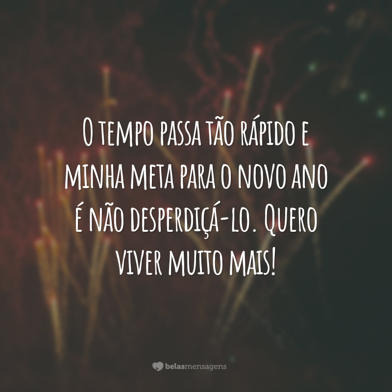 O tempo passa tão rápido e minha meta para o novo ano é não desperdiçá-lo. Quero viver muito mais!