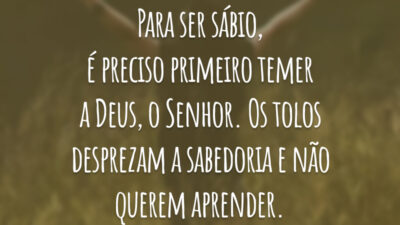 Para ser sábio, é preciso primeiro temer a Deus, o Senhor. Os tolos desprezam a sabedoria e não querem aprender.