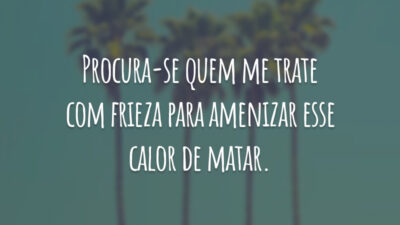 Procura-se quem me trate com frieza para amenizar esse calor de matar.