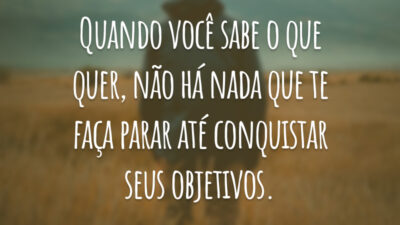 Quando você sabe o que quer, não há nada que te faça parar até conquistar seus objetivos.