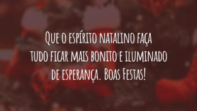 Que o espírito natalino faça tudo ficar mais bonito e iluminado de esperança. Boas Festas!