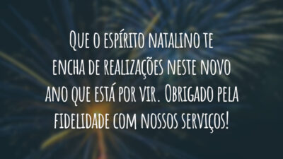 Que o espírito natalino te encha de realizações neste novo ano que está por vir. Obrigado pela fidelidade com nossos serviços!