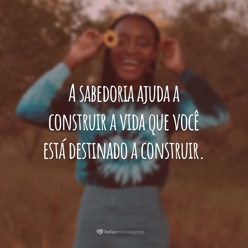 A sabedoria ajuda a construir a vida que você está destinado a construir.