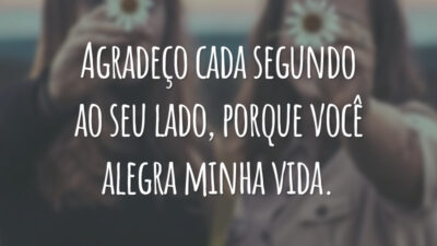 Agradeço cada segundo ao seu lado, porque você alegra minha vida.