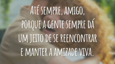 Até sempre, amigo, porque a gente sempre dá um jeito de se reencontrar e manter a amizade viva.
