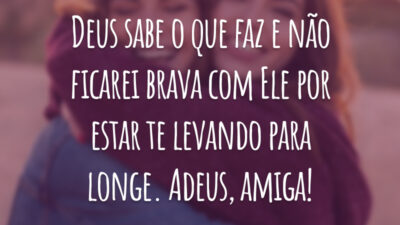 Deus sabe o que faz e não ficarei brava com Ele por estar te levando para longe. Adeus, amiga!