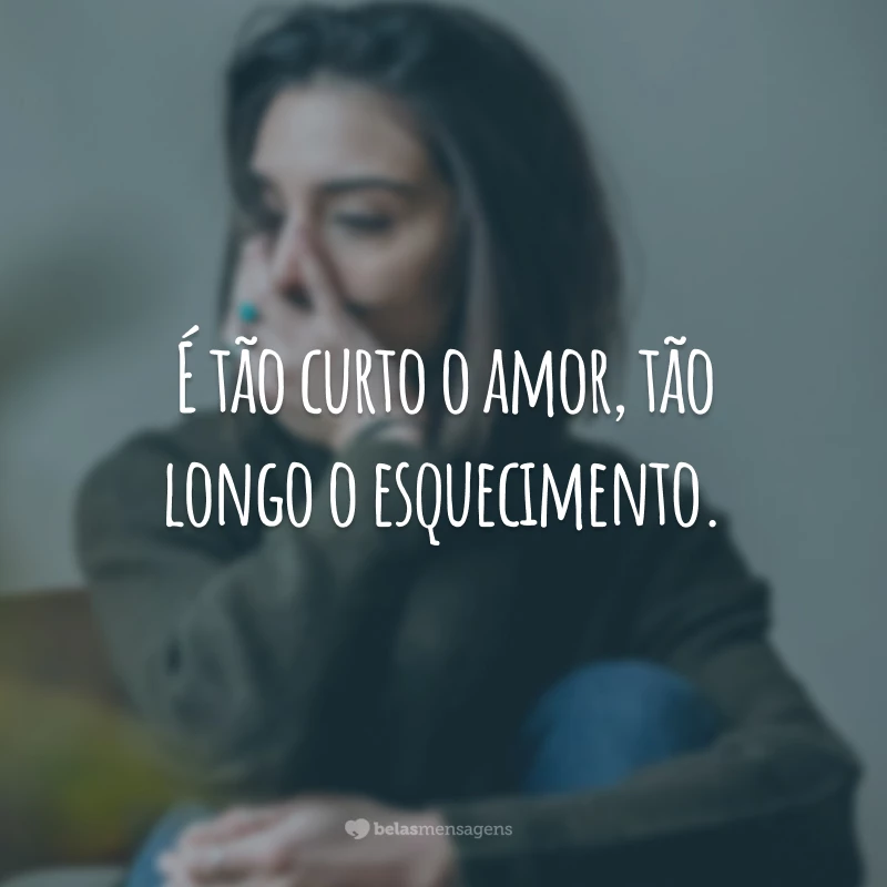 É tão curto o amor, tão longo o esquecimento.