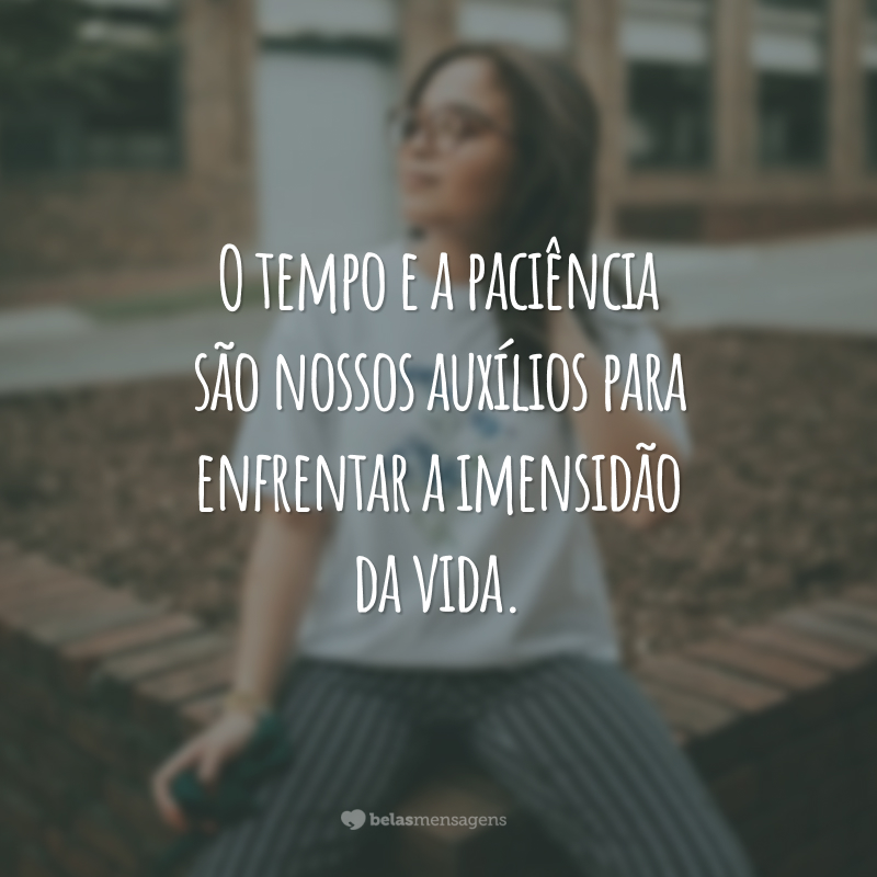 O tempo e a paciência são nossos auxílios para enfrentar a imensidão da vida.