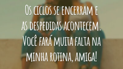 Os ciclos se encerram e as despedidas acontecem. Você fará muita falta na minha rotina, amiga!