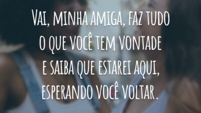 Vai, minha amiga, faz tudo o que você tem vontade e saiba que estarei aqui, esperando você voltar.