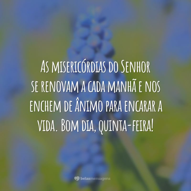 As misericórdias do Senhor se renovam a cada manhã e nos enchem de ânimo para encarar a vida. Bom dia, quinta-feira!