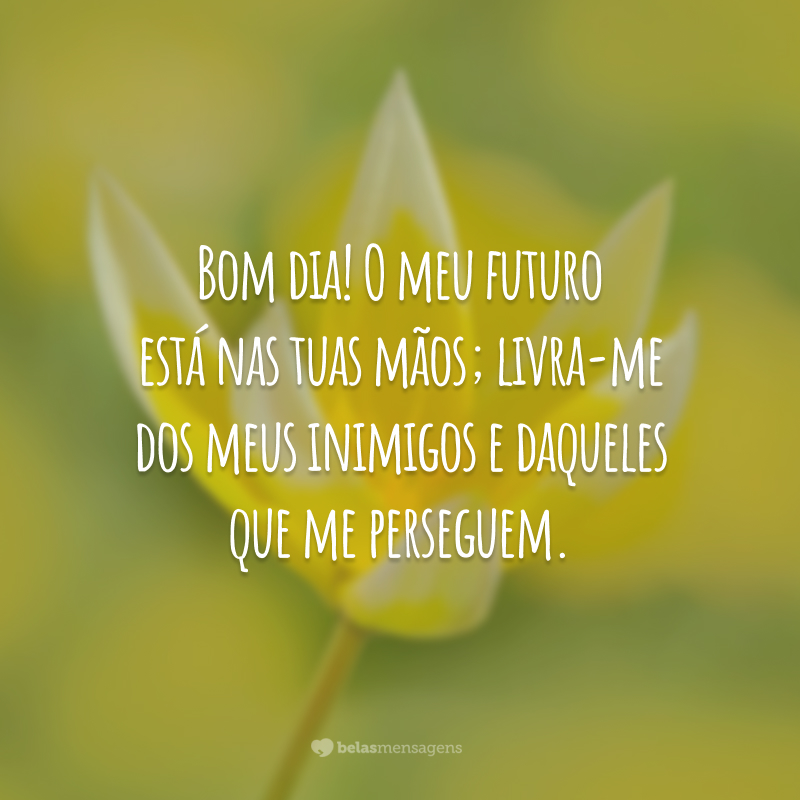 Bom dia! O meu futuro está nas tuas mãos; livra-me dos meus inimigos e daqueles que me perseguem.