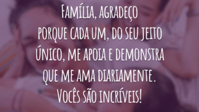 Família, agradeço porque cada um, do seu jeito único, me apoia e demonstra que me ama diariamente. Vocês são incríveis!