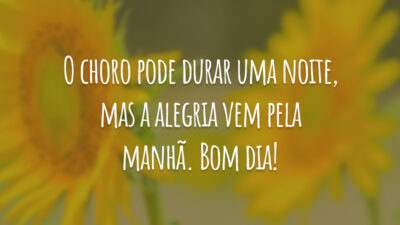 O choro pode durar uma noite, mas a alegria vem pela manhã. Bom dia!