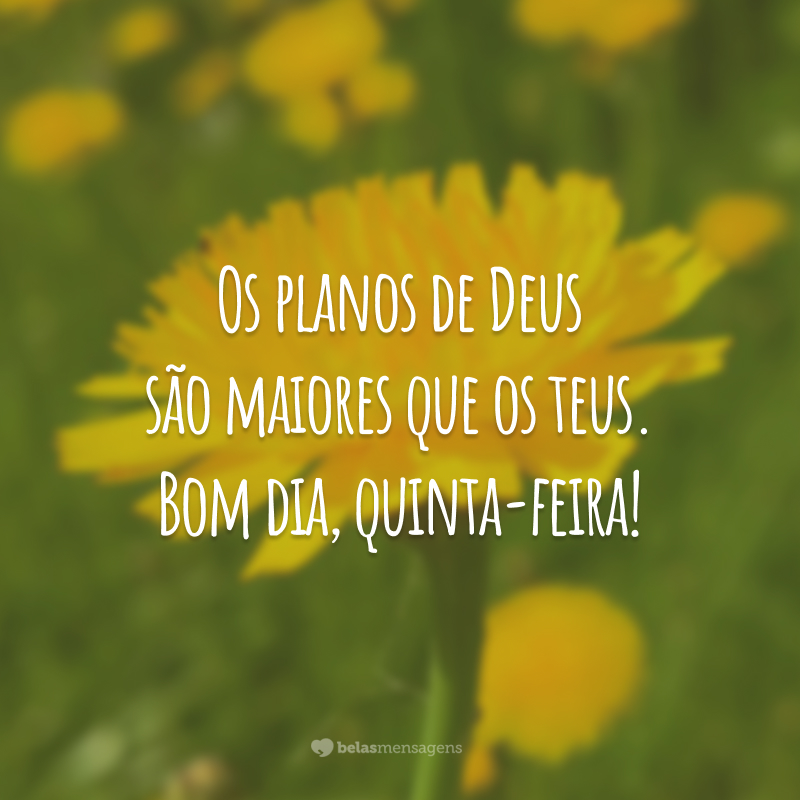 Os planos de Deus são maiores que os teus. Bom dia, quinta-feira!