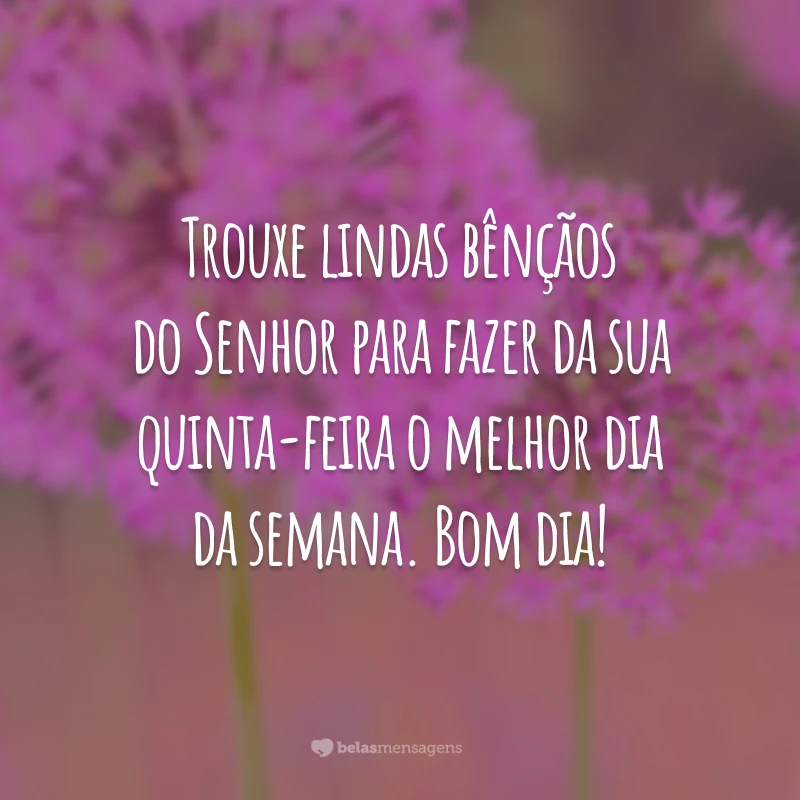 Trouxe lindas bênçãos do Senhor para fazer da sua quinta-feira o melhor dia da semana. Bom dia!