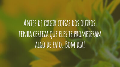 Antes de exigir coisas dos outros, tenha certeza que eles te prometeram algo de fato. Bom dia!