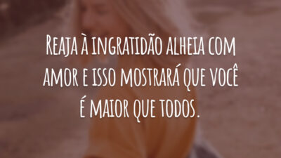 Reaja à ingratidão alheia com amor e isso mostrará que você é maior que todos.