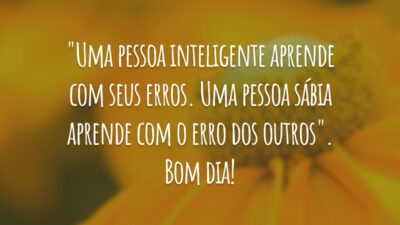 "Uma pessoa inteligente aprende com seus erros. Uma pessoa sábia aprende com o erro dos outros". Bom dia!