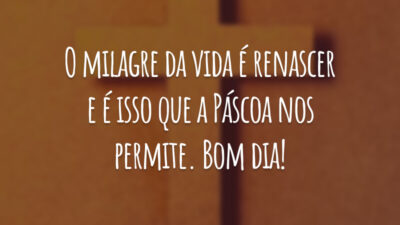 O milagre da vida é renascer e é isso que a Páscoa nos permite. Bom dia!