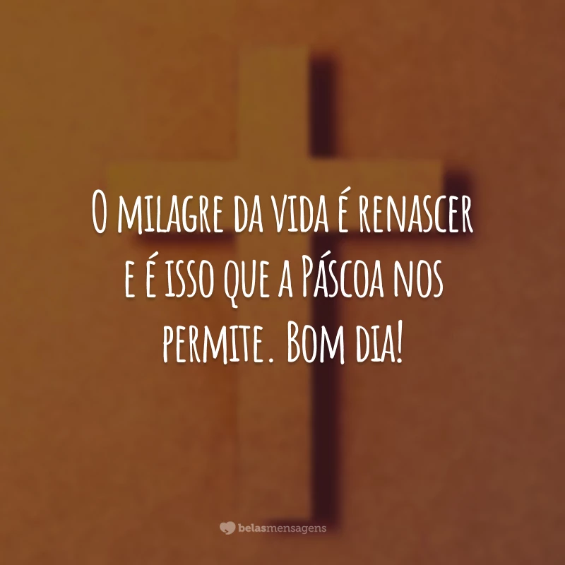 O milagre da vida é renascer e é isso que a Páscoa nos permite. Bom dia!