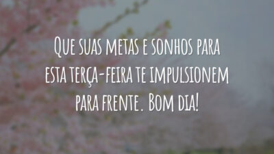 Que suas metas e sonhos para esta terça-feira te impulsionem para frente. Bom dia!