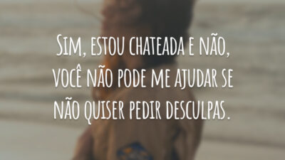 Sim, estou chateada e não, você não pode me ajudar se não quiser pedir desculpas.