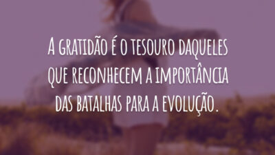 A gratidão é o tesouro daqueles que reconhecem a importância das batalhas para a evolução.