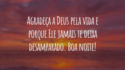 Agradeça a Deus pela vida e porque Ele jamais te deixa desamparado. Boa noite!
