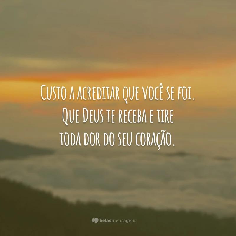 Custo a acreditar que você se foi. Que Deus te receba e tire toda dor do seu coração.