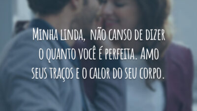 Minha linda, não canso de dizer o quanto você é perfeita. Amo seus traços e o calor do seu corpo.