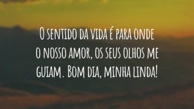 O sentido da vida é para onde o nosso amor, os seus olhos me guiam. Bom dia, minha linda!