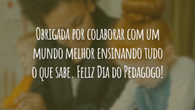 Obrigada por colaborar com um mundo melhor ensinando tudo o que sabe. Feliz Dia do Pedagogo!